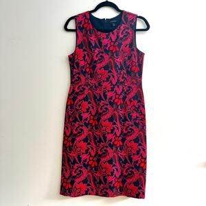Lands' End Women's Paisley Sleeveless Ponte Knit Sheath Dress With Pockets Sz 6